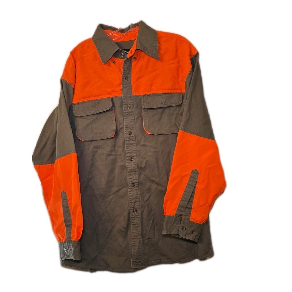 Master Sportsman Men's Size XL Button Down Long Sleeve Shirt Orange Accents